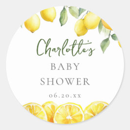 Waterverf Citrus Baby shower Favoriet Ronde Sticker
