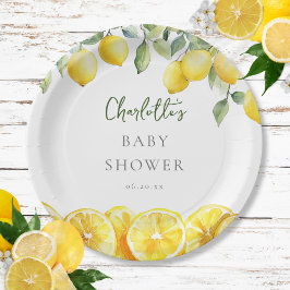 Waterverf Citrus Baby shower Papieren Bordje
