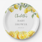 Waterverf Citrus Baby shower Papieren Bordje (Voorkant)