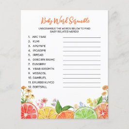 Waterverf Citrus Baby shower Word Scramble spel