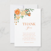 Waterverf Citrus Bloem Bruiloft Dank Je Bedankkaart (Voorkant)