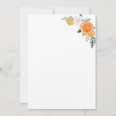 Waterverf Citrus Bloem Oranje Bruidsdouche Kaart (Achterkant)