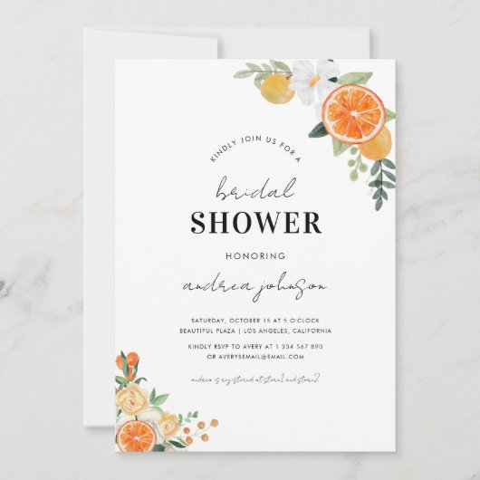 Waterverf Citrus bloesem Vrijgezellenfeest Kaart (Voorkant)