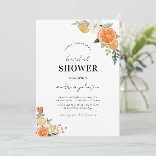 Waterverf Citrus bloesem Vrijgezellenfeest Kaart (Staand voorkant)