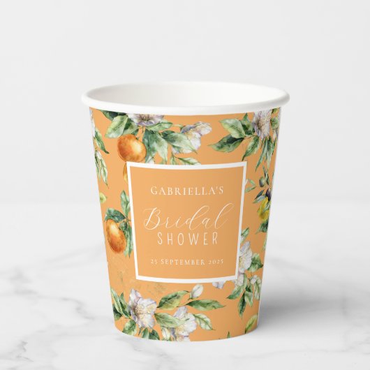 Waterverf Citrus Blossom Botanisch Vrijgezellenfee Papieren Bekers (Achterkant)