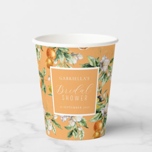 Waterverf Citrus Blossom Botanisch Vrijgezellenfee Papieren Bekers (Voorkant)