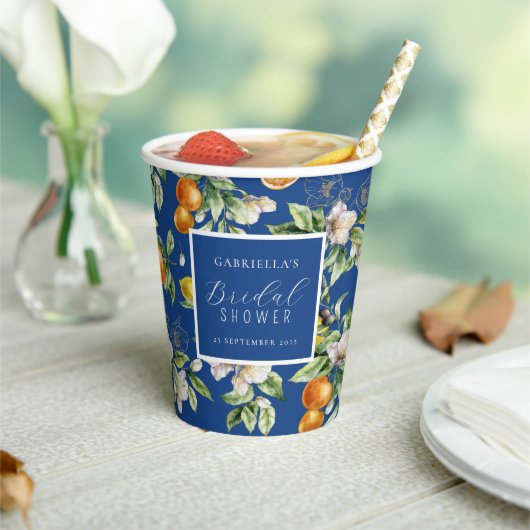 Waterverf Citrus Botanische Bruidsontbijt  Papieren Bekers (Insitu)
