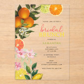 Waterverf Citrus Bruids Brunch Vrijgezellenfeest Acryl Uitnodigingen (Voorkant)