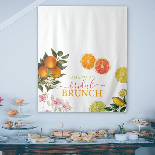 Waterverf Citrus Bruids Brunch Vrijgezellenfeest Wandkleed