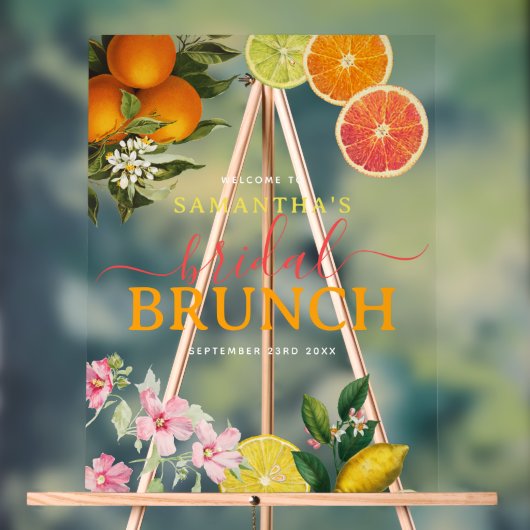Waterverf Citrus Bruidsbrunch Bruiloft Feest Acryl Bord (Neutraal)