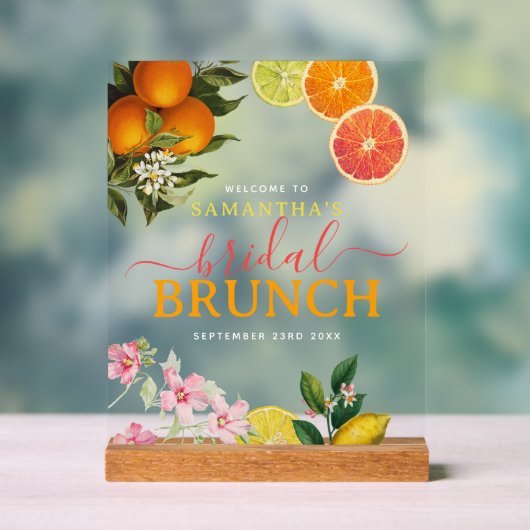Waterverf Citrus Bruidsbrunch Bruiloftfeest Acryl Bord (Neutraal)