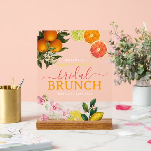 Waterverf Citrus Bruidsbrunch Bruiloftfeest Acryl Bord (Huwelijk)
