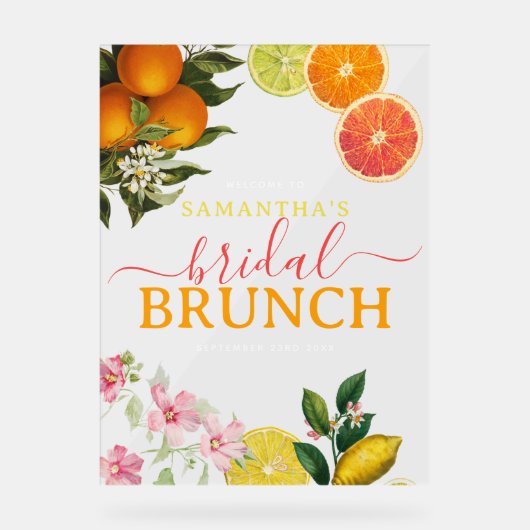 Waterverf Citrus Bruidsbrunch Bruiloftfeest Acryl Bord (Voorkant)