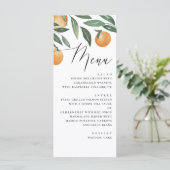 Waterverf Citrus Bruiloft | Elegante Script Sinaas Menu (Staand voorkant)