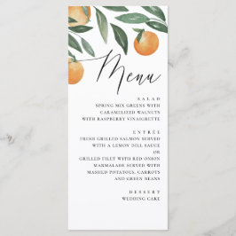 Waterverf Citrus Bruiloft | Elegante Script Sinaas Menu