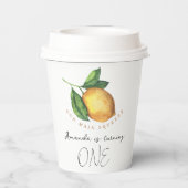Waterverf citrus citroen 1e verjaardagsfeestje papieren bekers (Achterkant)