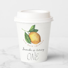 Waterverf citrus citroen 1e verjaardagsfeestje papieren bekers