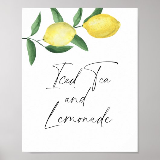 Waterverf citrus citroen - ijsthee en limonade poster (Voorkant)