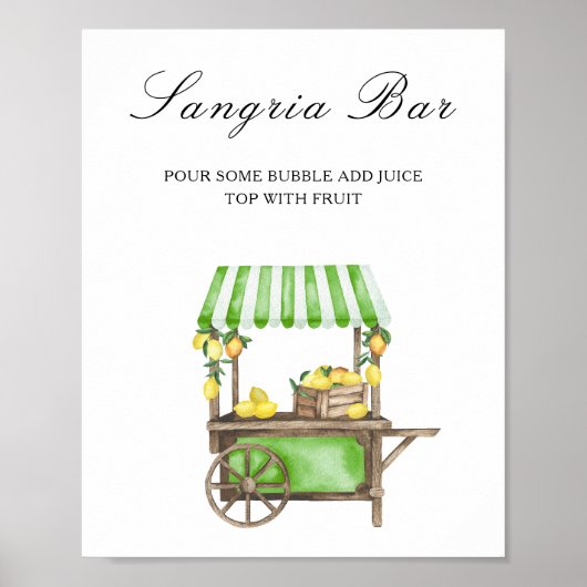 Waterverf citrus citroen - sangria bar poster (Voorkant)