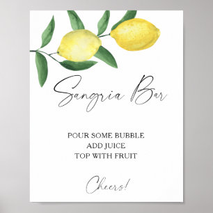 Waterverf citrus citroen - sangria bar poster