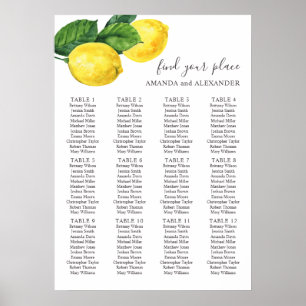 Waterverf citrus citroen trouwstoelen plattegrond poster