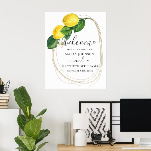 Waterverf citrus citrus lemon bruiloft welkom poster (Thuiskantoor)