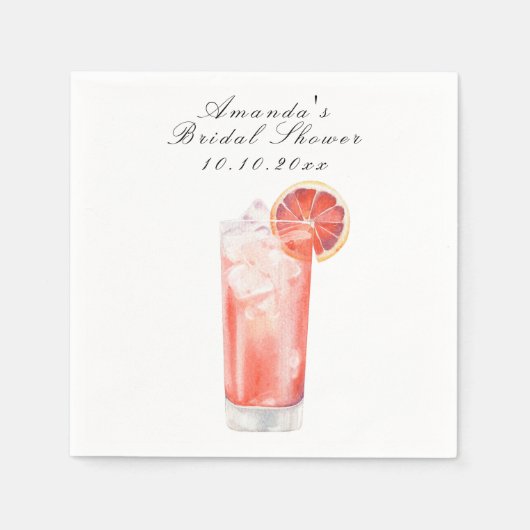 Waterverf Citrus Cocktail Bruidsfeest Servet (Voorkant)