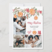 Waterverf Citrus en Bloemen 5 Foto Kerst Feestdagenkaart (Voorkant)