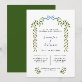 Waterverf Citrus en greenery Rehearsal Dinner Aankondiging