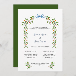 Waterverf Citrus en greenery Rehearsal Dinner Aankondiging