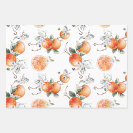 Waterverf Citrus Floral Bumble Bee Inpakpapier Vel