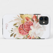 Waterverf Citrus Floral met Jouw naam Case-Mate iPhone Case (Achterkant (horizontaal))
