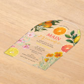 Waterverf Citrus Floral Vrijgezellenfeest Brunch A Acryl Uitnodigingen (Laagn)