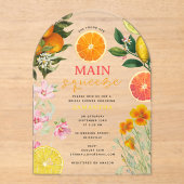 Waterverf Citrus Floral Vrijgezellenfeest Brunch A Acryl Uitnodigingen (Voorkant)