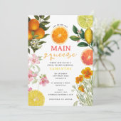 Waterverf Citrus Floral Vrijgezellenfeest Brunch Kaart (Staand voorkant)