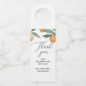 Waterverf citrus florale tuin bruiloft bedankt flessenhanger (Voorkant)