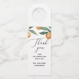 Waterverf citrus florale tuin bruiloft bedankt flessenhanger