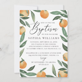 Waterverf citrus florale tuinschrift baptisme kaart