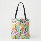 Waterverf Citrus Fruit Floral Pattern Tote Bag (Voorkant)