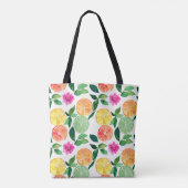 Waterverf Citrus Fruit Floral Pattern Tote Bag (Achterkant)