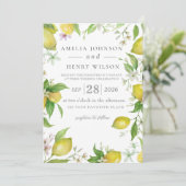 Waterverf Citrus Fruit Huwelijksuitnodiging Kaart (Staand voorkant)