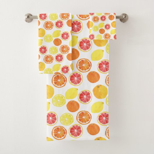 Waterverf Citrus Fruit Pattern Bad Handdoek (Insitu)