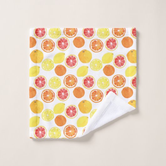 Waterverf Citrus Fruit Pattern Bad Handdoek (Wasdoekje)