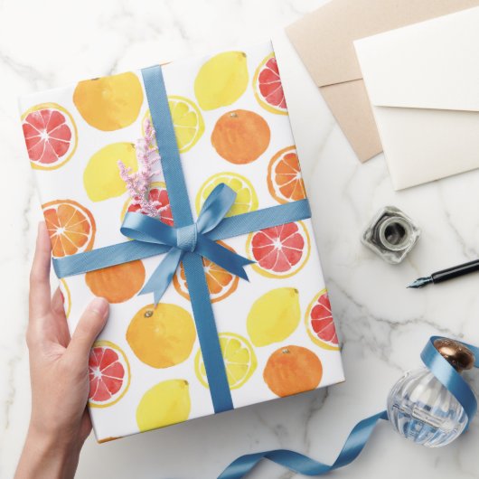 Waterverf Citrus Fruit Pattern Cadeaupapier (Geschenken)