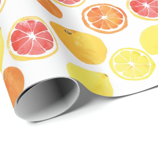 Waterverf Citrus Fruit Pattern Cadeaupapier (Rol Hoek)