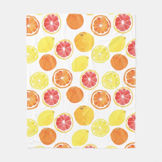 Waterverf Citrus Fruit Pattern Fleece Deken (Voorkant)