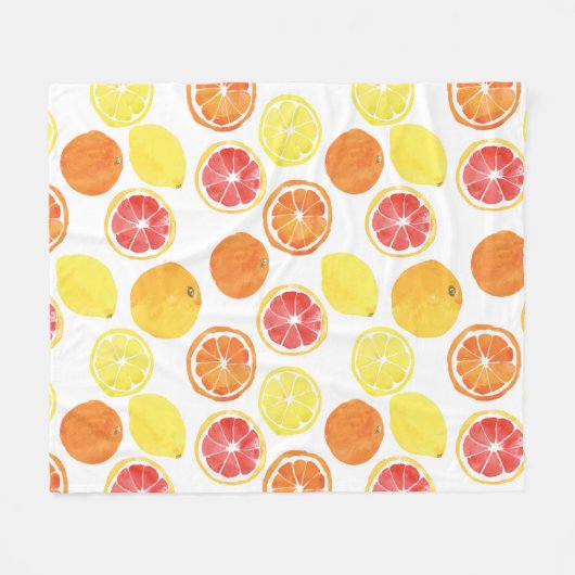 Waterverf Citrus Fruit Pattern Fleece Deken (Voorkant (Horizontaal))
