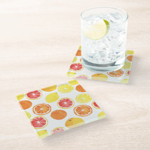 Waterverf Citrus Fruit Pattern Glazen Onderzetter