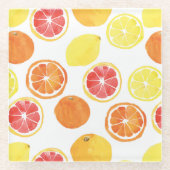 Waterverf Citrus Fruit Pattern Glazen Onderzetter (Voorkant)
