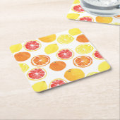 Waterverf Citrus Fruit Pattern Kartonnen Onderzetters (Schuin)